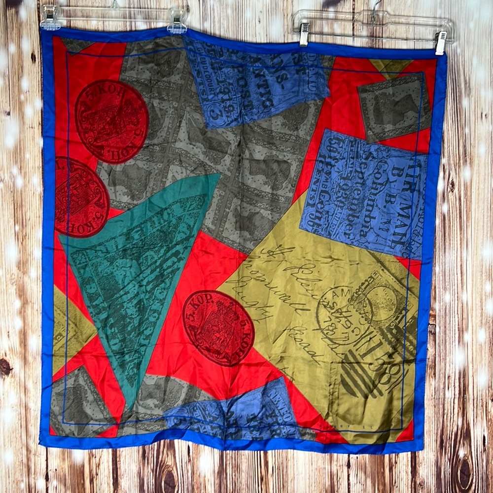 Perry Ellis Postage Postmark Silk Square Scarf